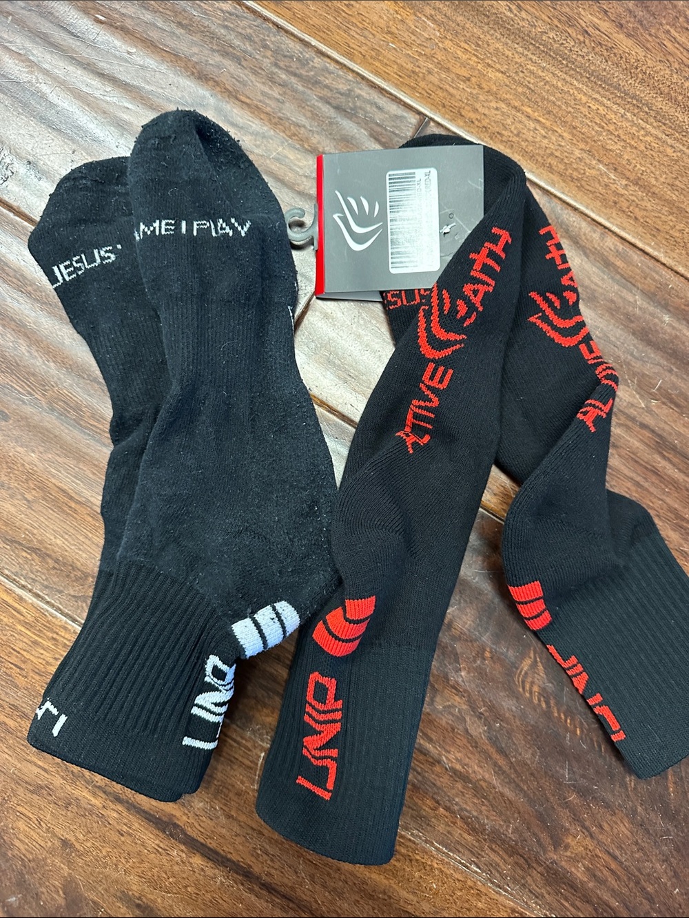 In Jesus name I play IJNIP Black Athletic Socks - 2 pair active faith